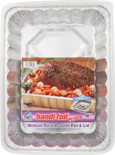 HANDI FOIL Medium Rack Roaster Pan with Lid, 1 EA
