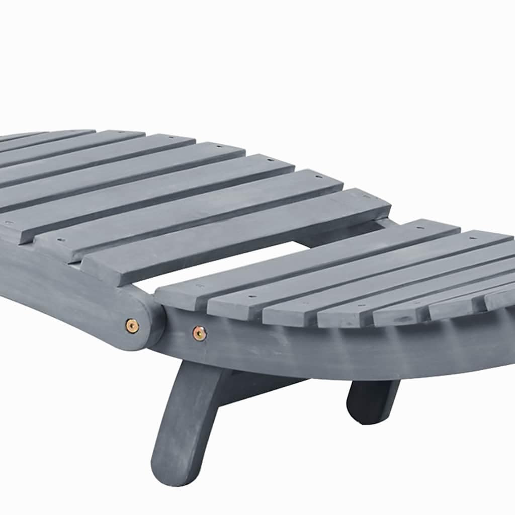 Lettino prendisole in legno massello di acacia con cuscino grigio e cuscino, pieghevole e regolabile per giardino, terrazza, balcone, piscina, con imbottitura e design ergonomico per il relax