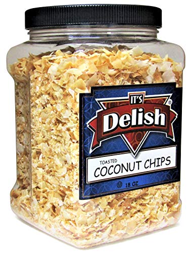 Gourmet Toasted Unsweetened Coconut Chips by Its Delish – 18 Oz J...