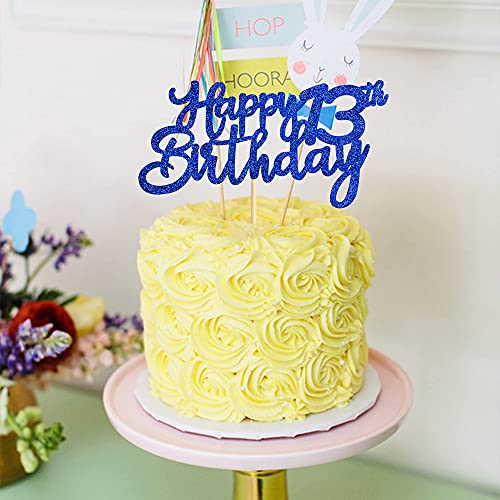 Image of FestikoBlue Glitter 13th Happy Birthday Cake Topper Boys Girls Food Picks for Celebrating Thirteen Years Old Birthday Anniversary Party Decorations Supply