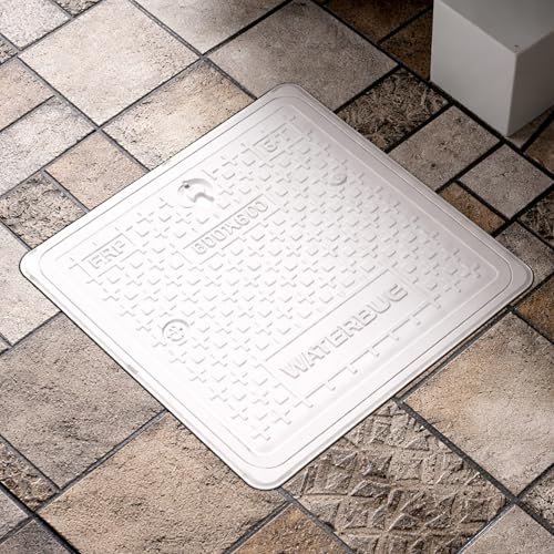 Image of LUXART 24x24 Inch Square FRP Manhole Cover | 5 Ton Capacity FRP Lightweight Chamber Lid | Weatherproof and Heat Resistant Cover for Water Tanks, Sumps, and Drainage Systems