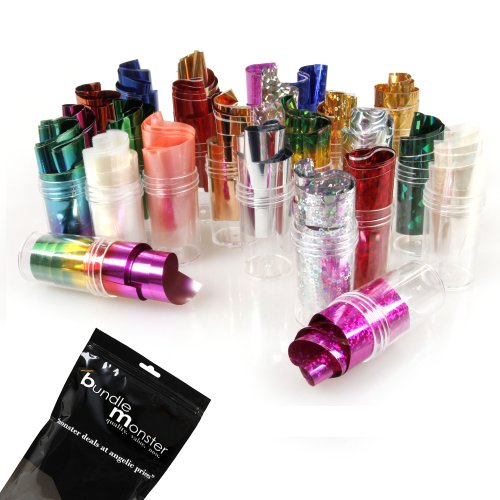 BMC 24pc Mixed Holograph Color Nail Foil Art Strips Transfer Design Variety Set