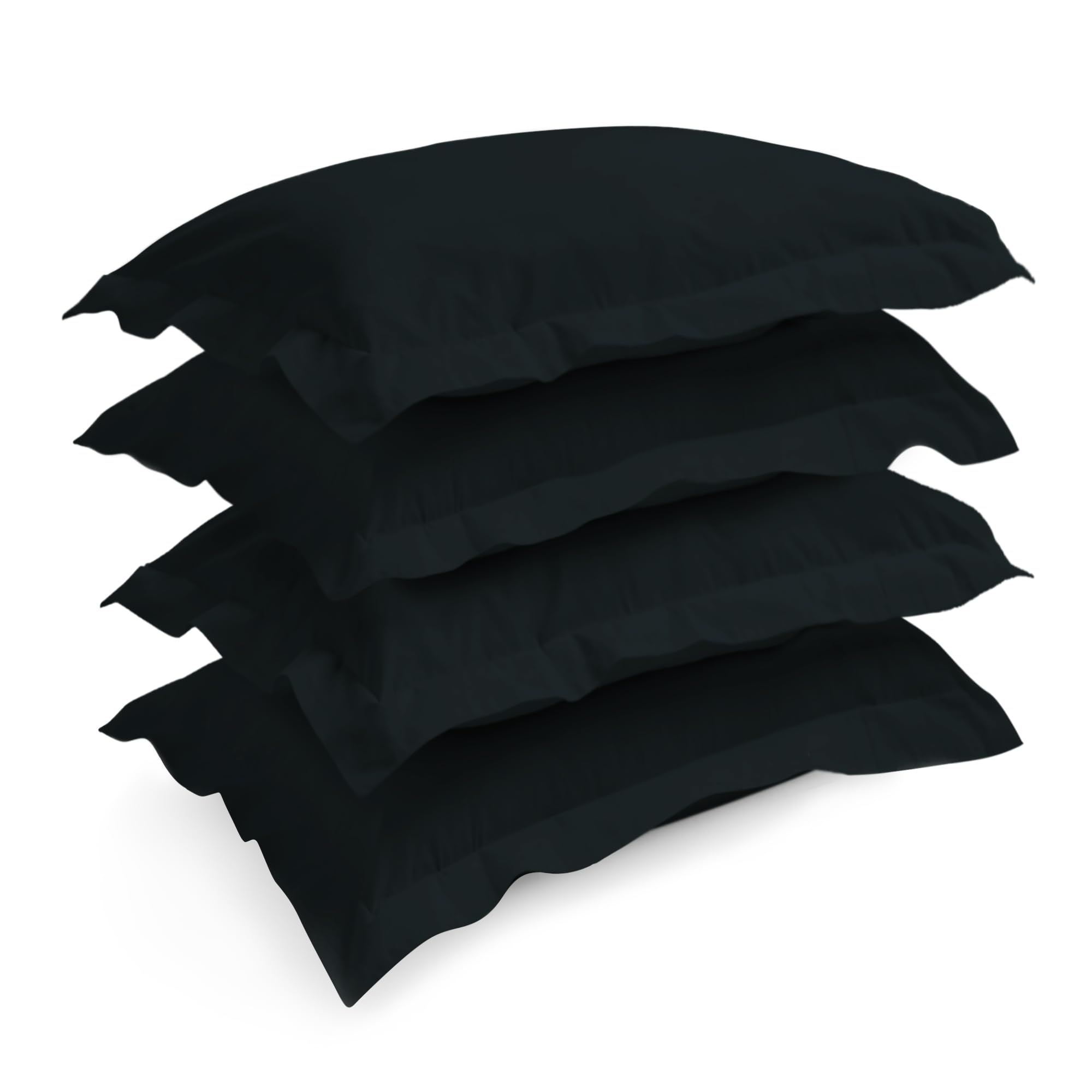 Pizuna Black Pillow Cases 4 Pack Cotton, 400 Thread Count 100% Long Staple Combed Black Cotton Pillow Cases pack of 4, Sateen Weave Oxford Pillow Case 50 x 75 cm (Cooling Pillowcases) — image 1
