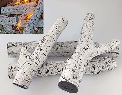 Birch Gas Fire Log Set – 4 Realistic, Highly Detailed Ceramic Logs – For Gas  Fires, Electric Fires And Fire Pits – Firebrand Direct : Amazon.co.uk: DIY  u0026 Tools