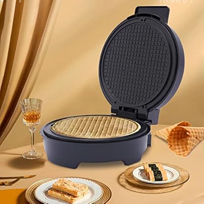 1200W Elektrischer Waffeleisen Schwarz,einstellbare Temperatur（150-200°C） Waffelbackgerät mit Antihaftbeschichtung，einen separaten Temperatureinstellknopf mit Anti-Verbrühungs-Griff Waffeleisen-Roller – Bild 3