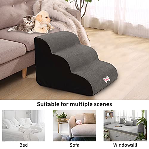 HXX Dog Stairs for Sofa Bed, 3-Steps Pet Stairs, High Density Foam, Easy Climb Dog Ramp Steps, Non-Slip Ladder for Cat Small Dog Puppy Grey L, L 3 Stairs, 40x60x40cm - Image 7