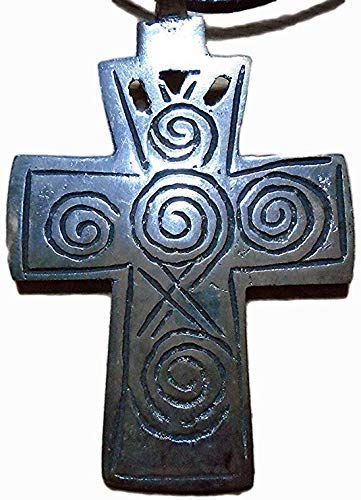 ETHIOPIAN ANCIENT TRIBAL CROSS 64 mm x 44 mm PENDANT unique Ancient Silver Pendant engraved Spirals necklace,Beautiful 925 Silver plated Coptic, with velvet gift pouch