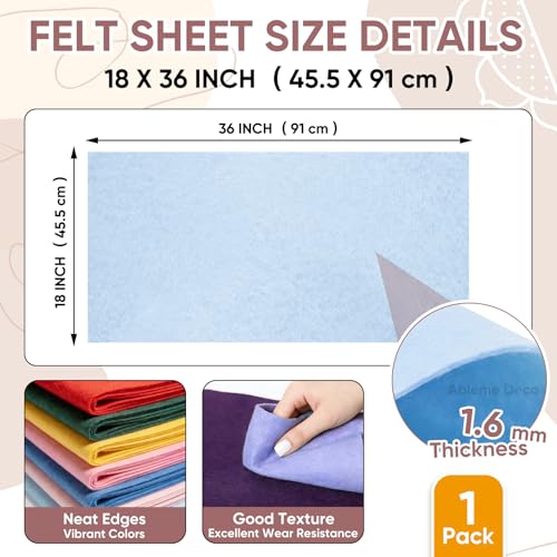Image of Soft Felt Fabric Sheet 18 inch x 36 inch, 1.6mm Acrylic Craft Felt, Light Blue | Soft Thick Felt by The Yard, Large Precut Sheet, Nonwoven Fabric for Sewing DIY Crafts, Classroom & Home Decor
