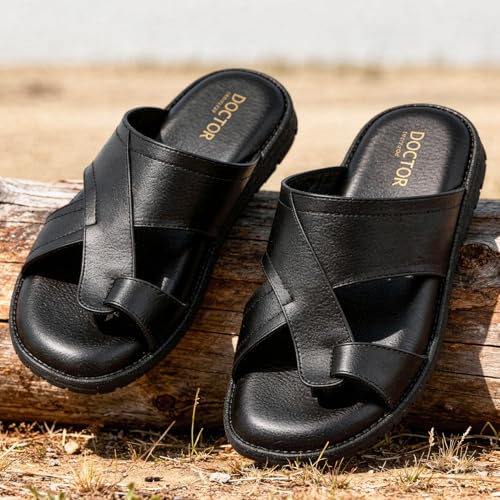 Image of DOCTOR EXTRA SOFT Men's Memory Foam Cushion Footbed Sandals /Chappal for Adults with Adjustable Strap| Diabetic & Orthopedic|LightWeight Comfortable Stylish & Anti-Skid| Dr.Slippers & FlipFlops Gents A-02