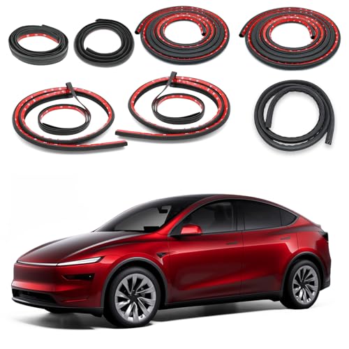 Soundproof Sealling Strips Compatible with Tesla Model Y 2020-2024 2025 2026 Juniper Accessories Door Seal Kit Soundproof Rubber Weather Draft Strip Wind Noise Reduction Sound Proofing Kits (9 Pack)