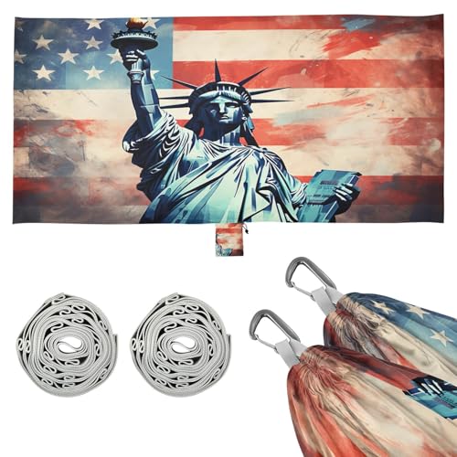 Kigai American Goddess Statue Camping Hammock Durable & Portable Travel Hammock Holds 330lbs with Tree Strapsm, Pocket, Camping Accessories