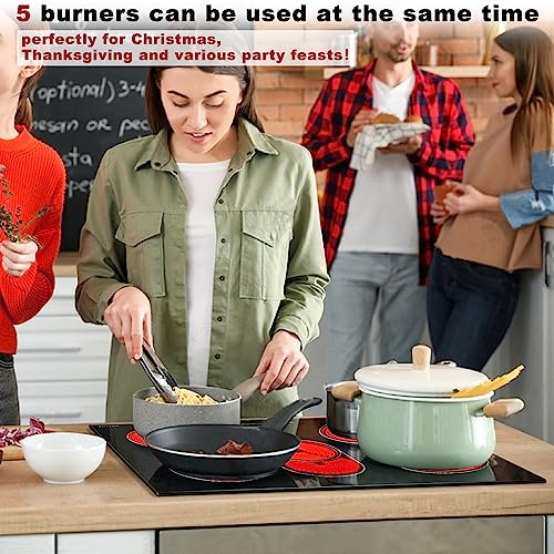 Image of Noxton Electric Cooktop 30 Inch, 8400W 5 Burners Drop-in Radiant Electric Stove Top, Sensor Touch Control, 9 Power Levels, Child Safety Lock, Timer,40Amps 220-240V Hardwire