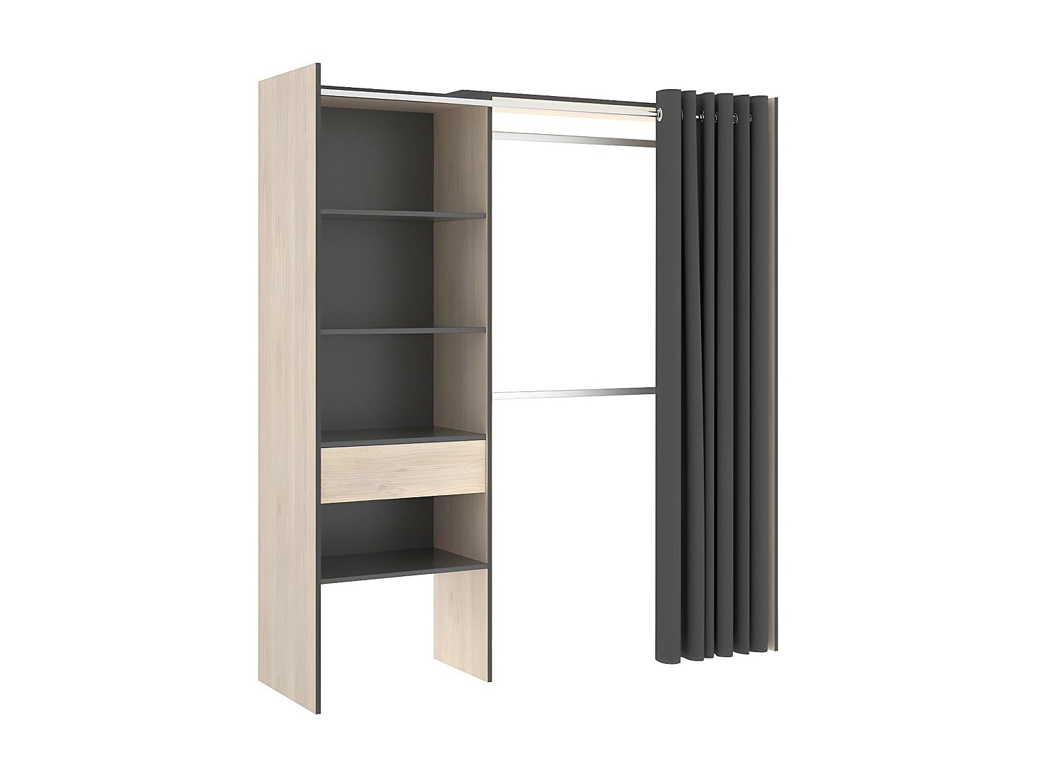 DEKIT GRUPO RIMOBEL SUIT - Vestidor con cajón y cortina - Natural / Grafito