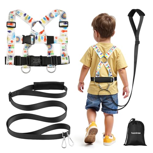 HOOMTREE Safety Walking Harness and Leash for Autism & Special Needs Kids Ages 3-6 with Easy-Adjust Tether + Emergency Grab Handle for Wandering...