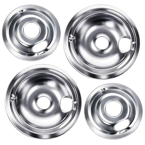 WB31T10010 WB31T10011 Drip Pans 4 Pack (2x6 & 2x8) Not Prone to Rust Durable Easy to Clean Fit for GE Hotpoint Kenmore Electric Stoves