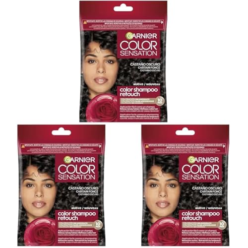 Garnier Color Sensation Champú Retouch Sin Amoníaco, Tono 3.0 Dark Brown (Paquete de 3)