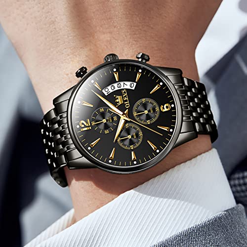 Image of OLEVS Mens Watches Chronograph Business Dress Quartz Stainless Steel Waterproof Luminous Date Wrist Watch