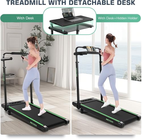 Image of FUNMILY Walking Pad Treadmill with 12% Incline & Handlebar, 3.5HP Foldable Compact Under Desk Treadmills for Home /Office /Gym, 350+lb Capacity, Shock Absorption