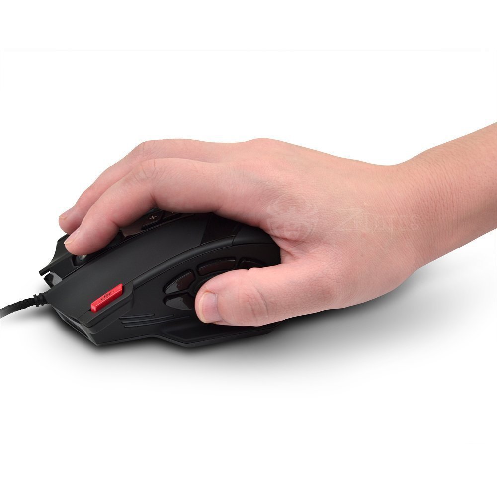 zelotes Mouse Gamer cablato, Mouse Gaming Ergonomico, 12 pulsanti programmabili, 4000DPI Mouse Computer,Mouse cablato ottico USB,Mouse da gioco per PC,Mac
