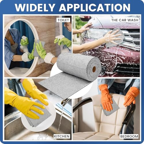 Image of Microfiber Cleaning Cloth Roll, 20Pcs, 4000 Times Washable - 10X Cheaper Than Paper Kitchen Towel Roll - Ultra Absorbent Lint Free Microfiber Cleaning Cloth for Kitchen - Tearable