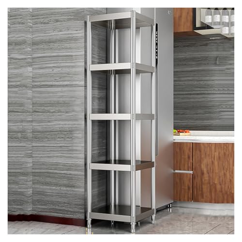 WIGING Estantería De Acero Inoxidable para Cocina, Resistente, De Altura Regulable, con Ruedas, para Garaje, Oficina, Sala De Libros, Rinconera(35x30x155cm)