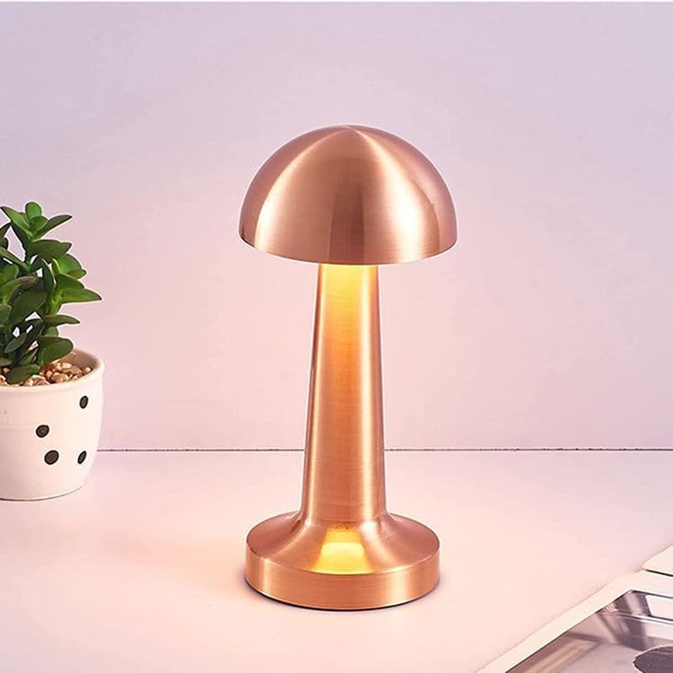 Table Lamp, LED Rechargeable Lamp for Home Decoration, Lamp for Bedroom, Bedside, Light, Stepless Dimming, 3 Colour Touch Control - Metal (Rose Gold)-picture-49