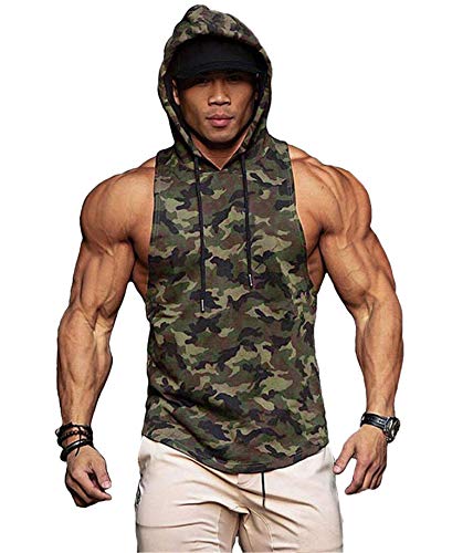 Andongnywell men's tracksuit set camo sleeveless hoodies man's ca…