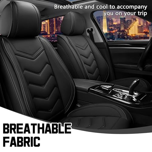 Image of CTDS Car Seat Covers for VW Tiguan 2009-2026, Stylish Sport Seat Cover, Premium Nappa Leather Car Seat Cover. Automobile Seat Covers Sets.(Standard 2 Seats /Pure Black)