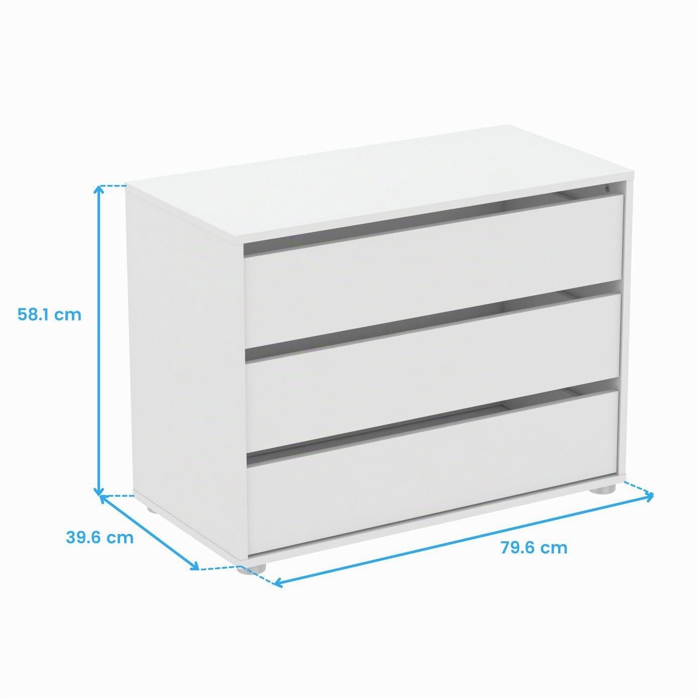 Demeyere Comò Truciolare, Legno, Bianco Perla, W.80 cm 79.6 x 39.6 x 58.1 cm
