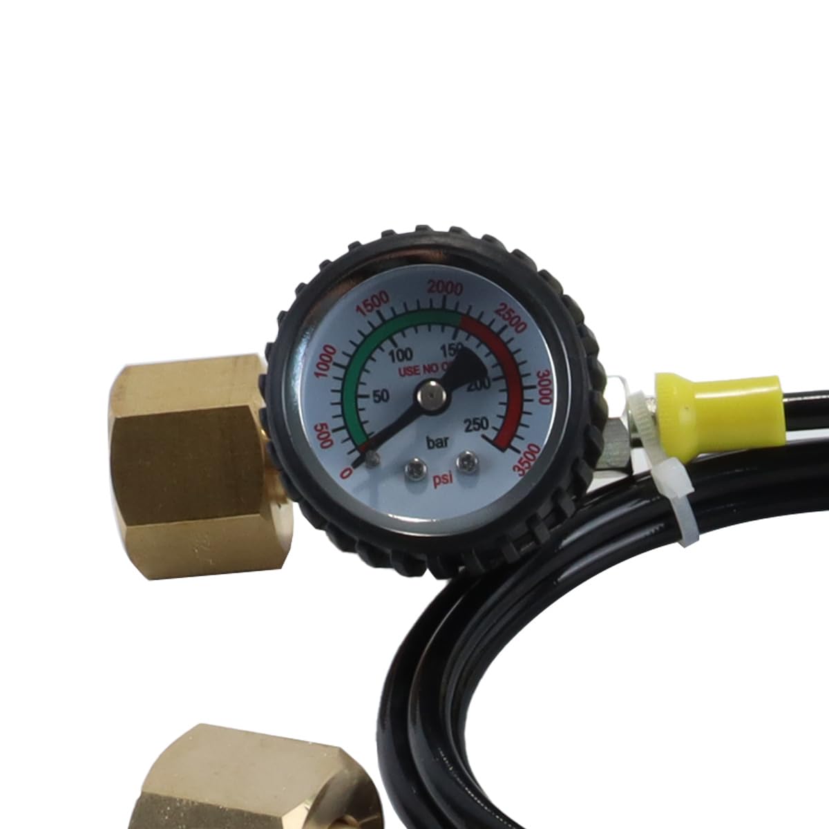 Manguera de transferencia de CO2 de 1,5 m con manómetro de 3000 PSI (2 roscas W21.8-14) para transferencia de CO2 de botella a botella grande.