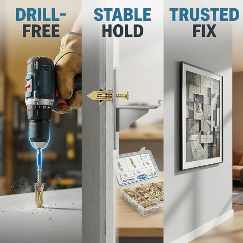 Image of 410PCS Self Drilling Drywall Anchors and Screws Kit, Heavy Duty Wall Anchors for Drywall, Zinc Plated Self Drilling Anchor Screws, No Drill Needed for Picture Hanging & Furniture Fixing