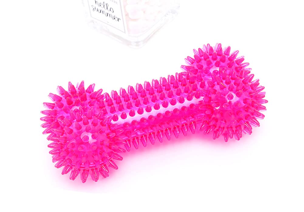 JQCUJQA Dog Squeaky Bone Chew Toy for Aggressive Chewers Durable Dog Rubber Bone Toy Dogs Teeth Cleaning and Training (Rose Pink) - Image 3