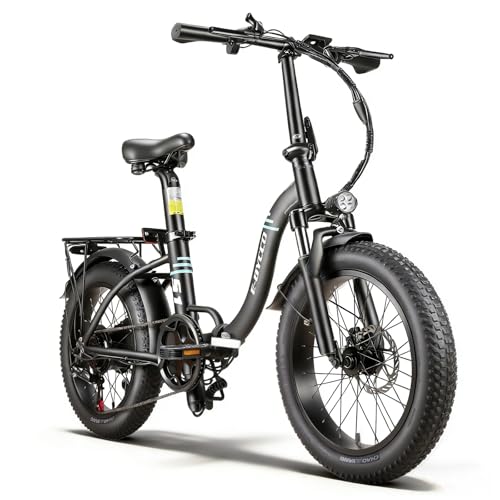 OZYVO Bicicleta eléctrica 20 × 3,0, batería 36 V 10,4 Ah extraíble, autonomía 30-50 km, 7 velocidades, luz blanca delantera y luz roja trasera, manillar y sillín ajustables, máx. 150 kg para adultos