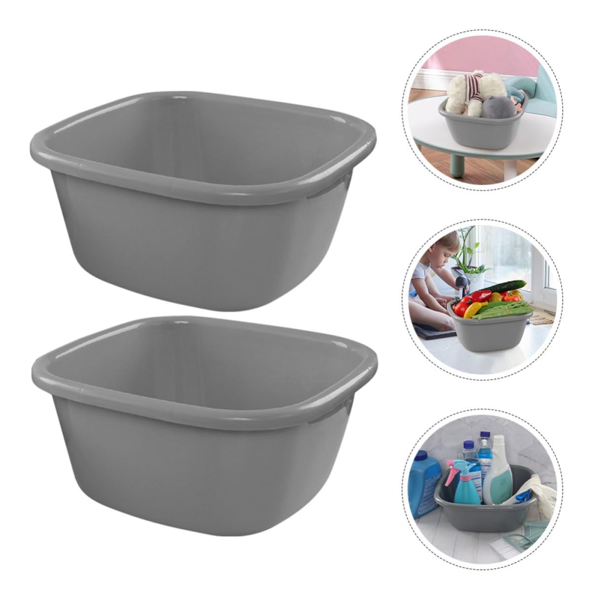 SOLUSTRE Thickened Plastic Wash Basin for Feet and Face, Rectangular Pp Basin with Antislip Bottom and Generous Capacity, Stable Multifunctional Design for Pedicure and Kitchen Use