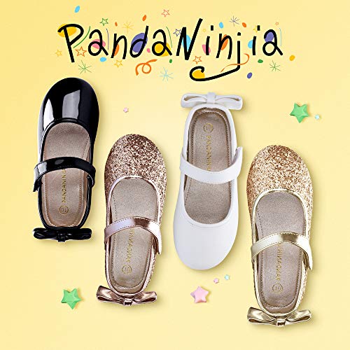 Pandaninjia Toddler/Little Kid Girl's Angela Dress Mary Jane Ballet Flats Bow Flower Girl Wedding Party Ballerina Flat Shoes (Pink Pu, 12 M Us Little Kid) #TOP2