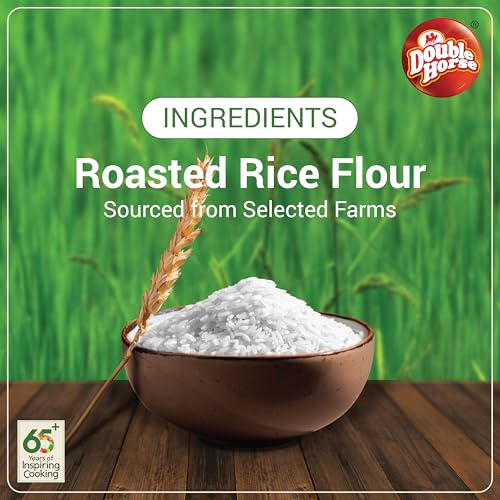 Image of Double Horse Traditional Appam /Idiyappam /Pathiri Rice Flour, 1kg| Roasted Rice Flour| Sortex Rice|Aripodi| Pathil Powder