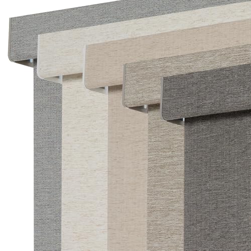 Image of Persilux Blackout Roller Shades for Indoor Window Blinds,Cordless,Linen Fabric,Thermal Insulated Fabric UV Protection Shades for Home,Office,Bedroom,Door,Blackout-Stone Grey,Custom Size