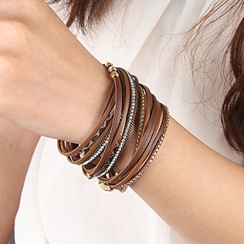 Leopard Print Leather Wrap Bracelet in Multilayer Strands Leahter Cuff Bracelets for Women Mother Wife2