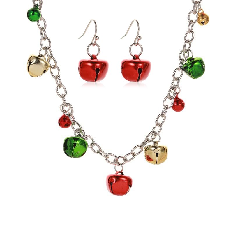 Christmas Rhinestone Necklace Earring Sets for Women - Snowflake Jewelry Bell Tree Set - New Year Birthday Party Gift Stocking Stuffers