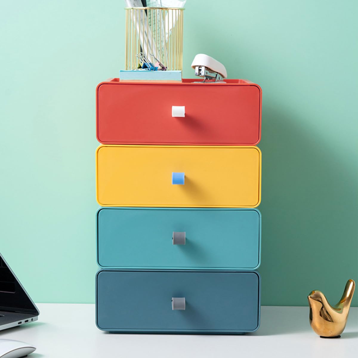 Set di 4 cassetti per scrivania da ufficio, soluzione di archiviazione per piccoli oggetti, divisore per cassetti da scrivania, casa e ufficio, accessori salvaspazio