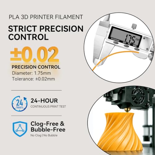 Image of Kingroon PLA 3D Printer Filament, Dimensional Accuracy + /- 0.02 mm, 1 kg Spool(2.2lbs), 1.75 mm，Orange