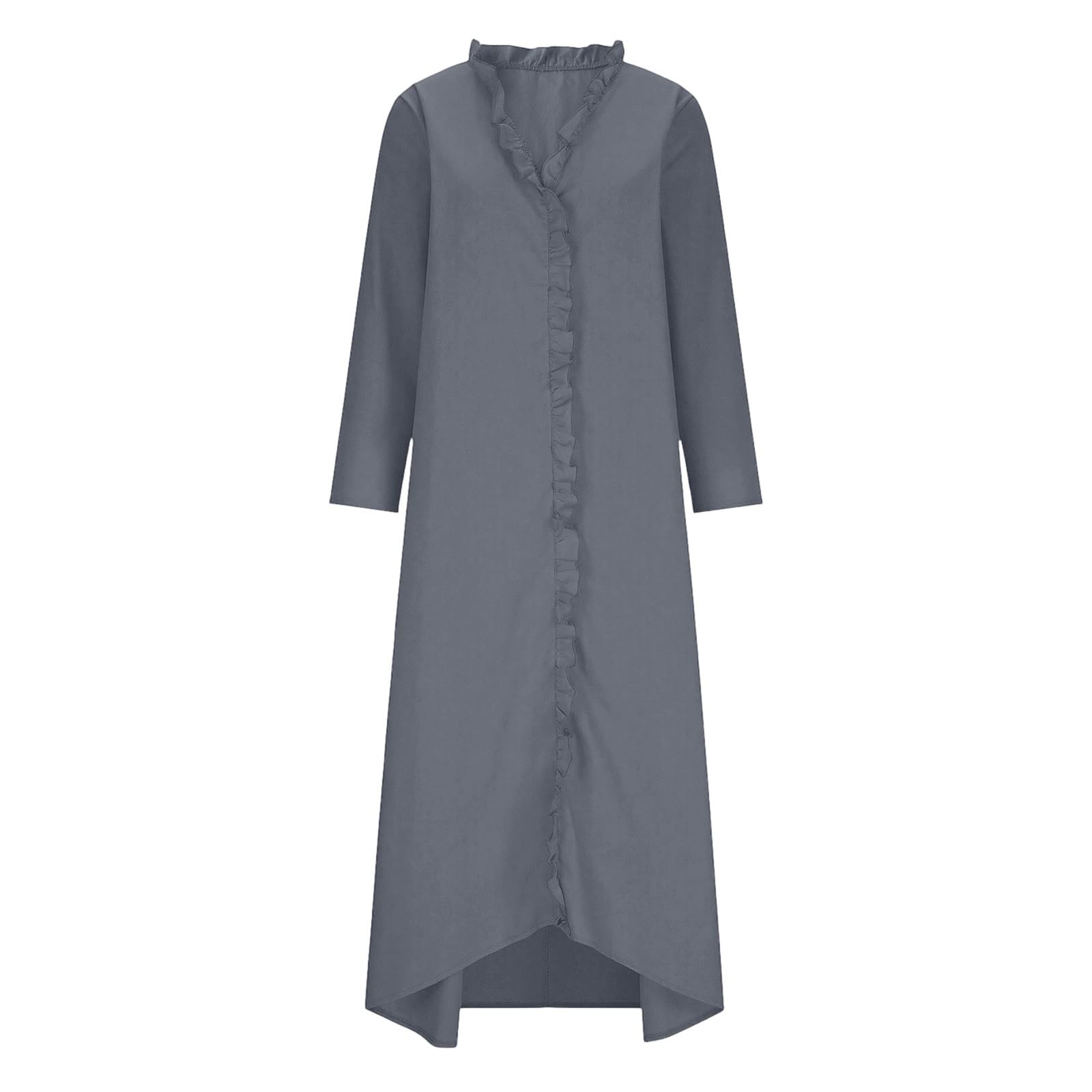 Abiti Estivi Donna Lino Vestito Lungo in Cotone a Maniche a 3/4 Morbido e Traspirante Abiti Mare Casual Tinta Unita Abito Scollo a V Boho Chic Vestiti Larghe e Leggeri Vestiti Baggy da Spiaggia