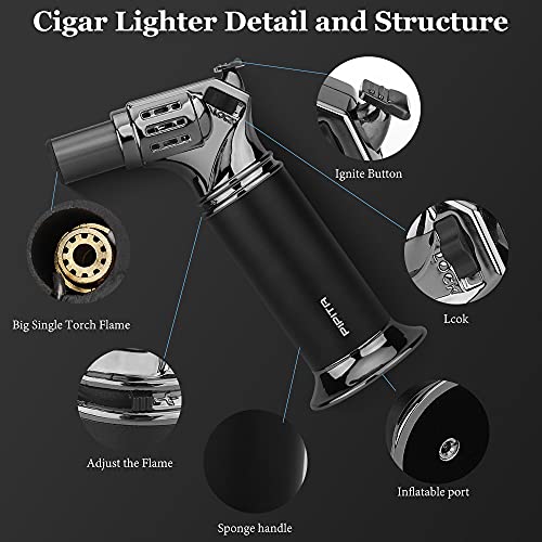 PIPITA Blow Torch, Keuken Koken Torch Aansteker, Verstelbare Vlam Hervulbare Butaan Gas Aansteker, Perfect voor Bakken, DIY Ambachten Koken BBQ Brulee en meer (Butaan Niet Inbegrepen) - Image 5