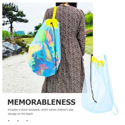 GALPADA Beach Mesh Storage Bag for Boy Girl Lightweight Drawstring Pouch for Sand Toys Shell Collecting and Swimwear for Outdoor Adventures and4