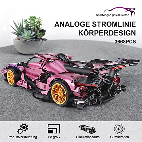 YESHIN Technik Sportwagen MOC Technologie 1:8 Statische Car Klemmbausteine Bausatz 3686pcs Rennauto Auto Modell bausatz… – Bild 6