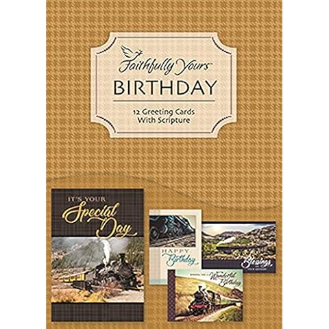 Faithfully Yours 54039 Locomotives Birthday Boxed Greeting Cards with Scripture Cover