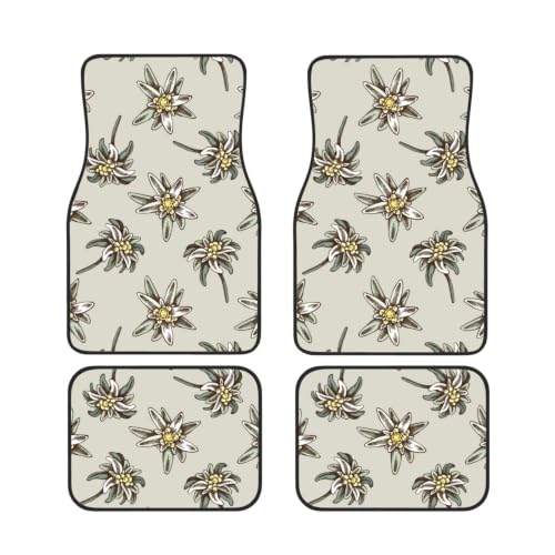 Alfombrillas de neopreno con edelweiss juego de 4 piezas antideslizantes para coche