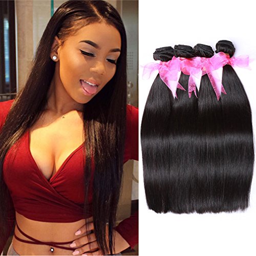 100% Unprocessed Brazilian Virgin Straight Hair Weaves Natural Color Brazilian Straight Human Hair 4 Bundles lot 20 22 24 26inch No Tangle