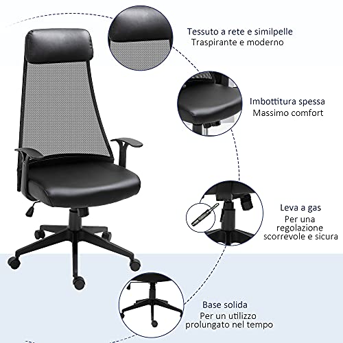 HOMCOM Sedia da Ufficio Poltrona Ergonomica