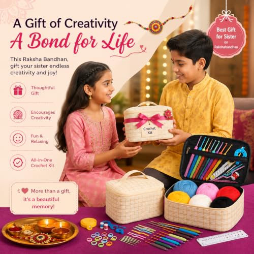 Image of BLISSO 41 Pcs Crochet Kit for Beginners Adults - Ergonomic Crochet Hook Set for 1000's of DIY's | Rakshabandhan Gift for Sister (Mini Blush Edition)